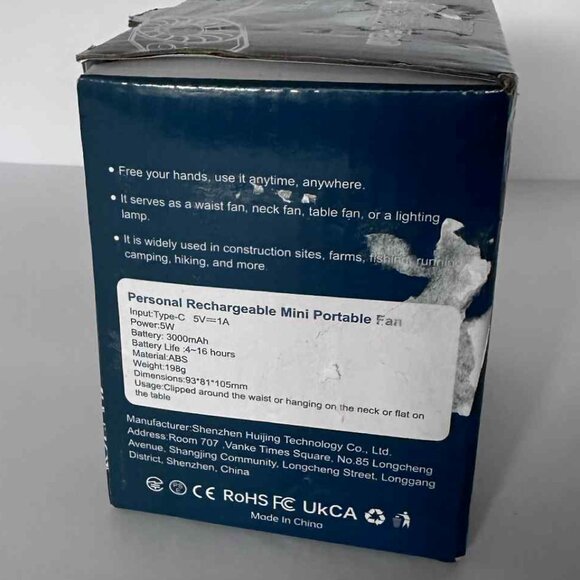 Portable Mini Fan with Clip & LED Light β Rechargeable, 4-Speed, Low Noise - Picture 5 of 7